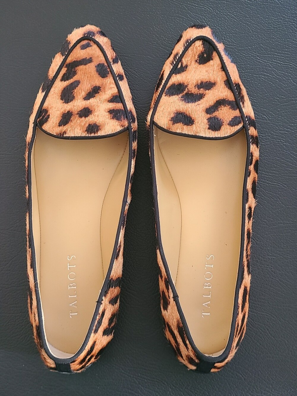 Talbots Leopard-Print Calf Hair Pointed Flats Loafers - Picture 5 of 11